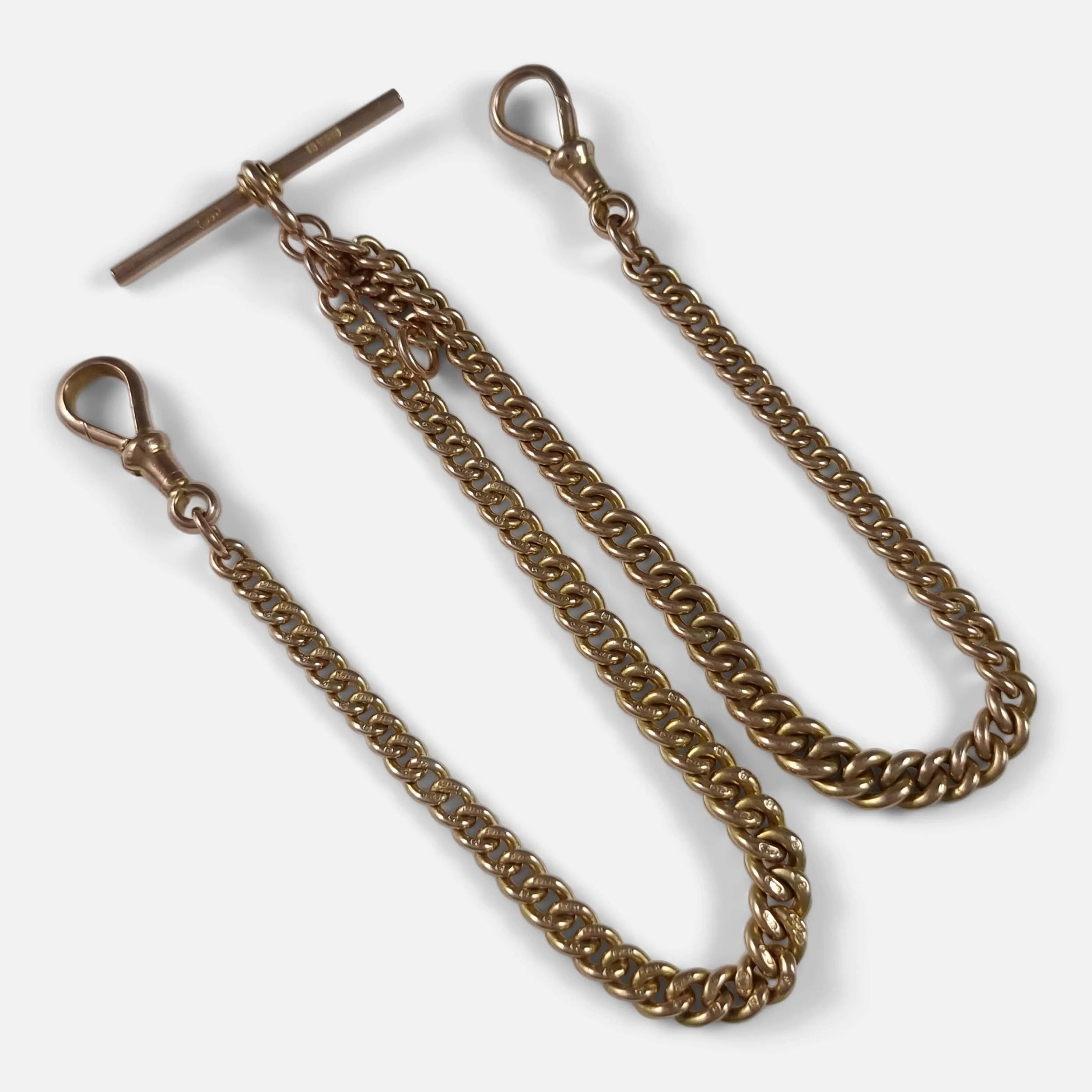 9ct Yellow Gold Double Albert Watch Chain - 1920 - 28.6 grams