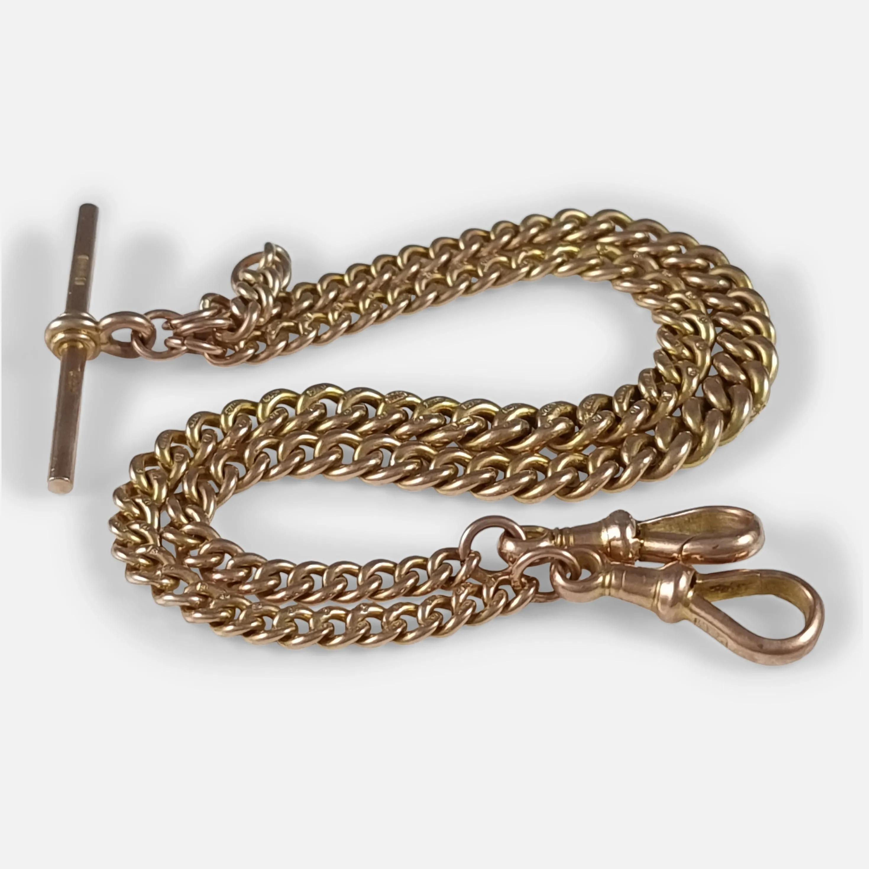 9ct Yellow Gold Double Albert Watch Chain - 1920 - 28.6 grams