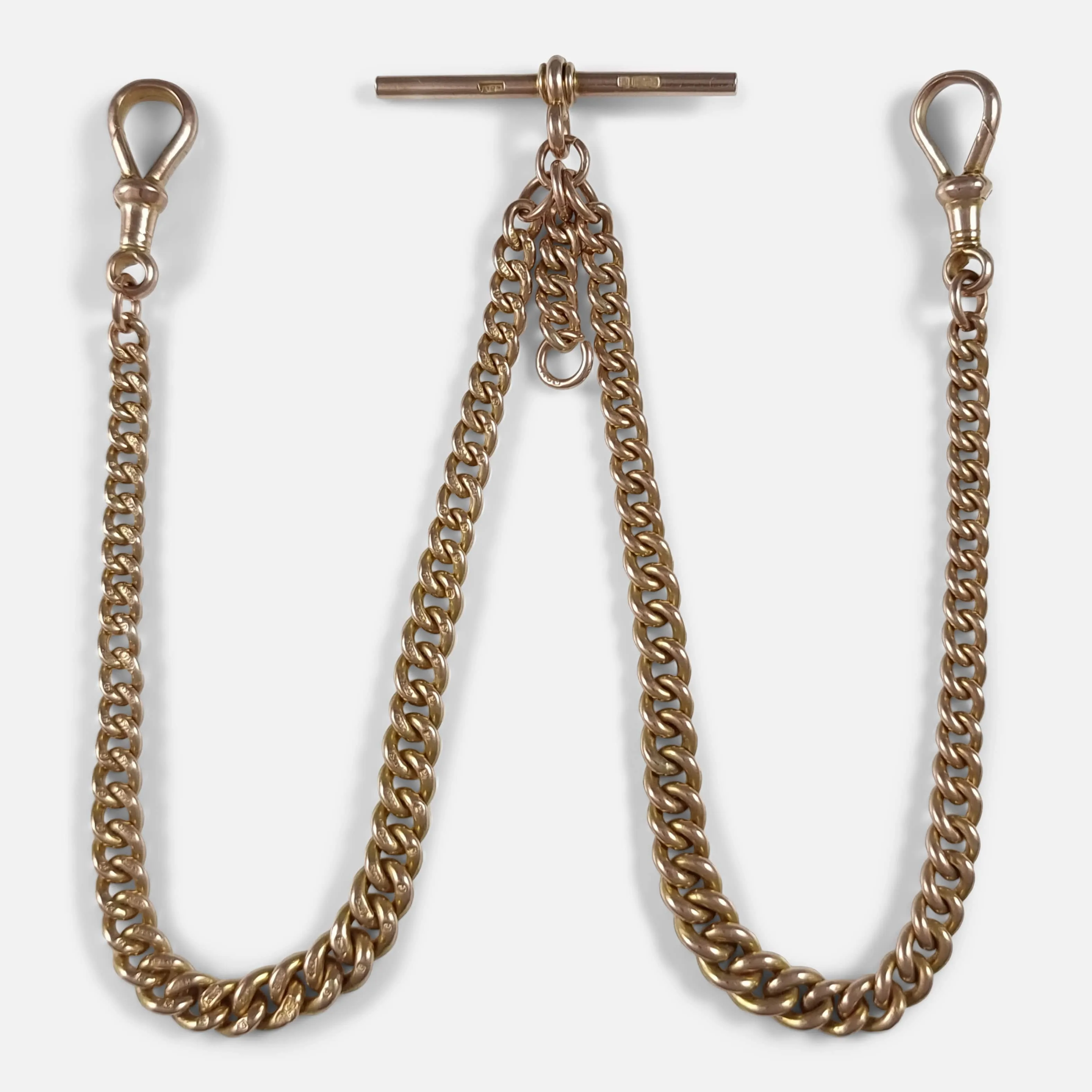 9ct Yellow Gold Double Albert Watch Chain - 1920 - 28.6 grams