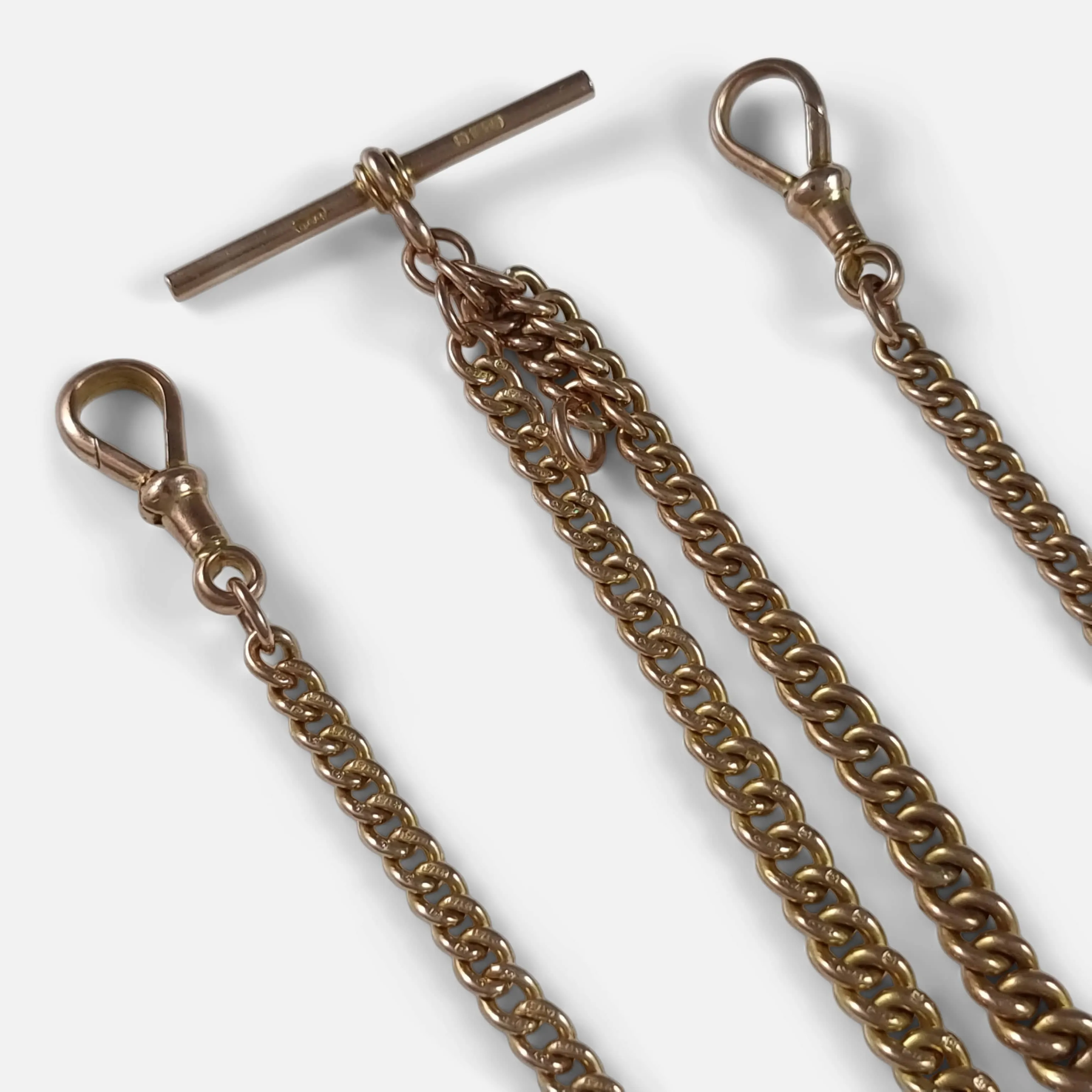 9ct Yellow Gold Double Albert Watch Chain - 1920 - 28.6 grams