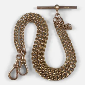 9ct Yellow Gold Double Albert Watch Chain - 1920 - 28.6 grams