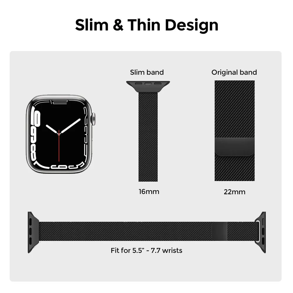 Apple Watch 41mm / 40mm / 38mm | Slim Milanese Loop Watch Band Strap | Black