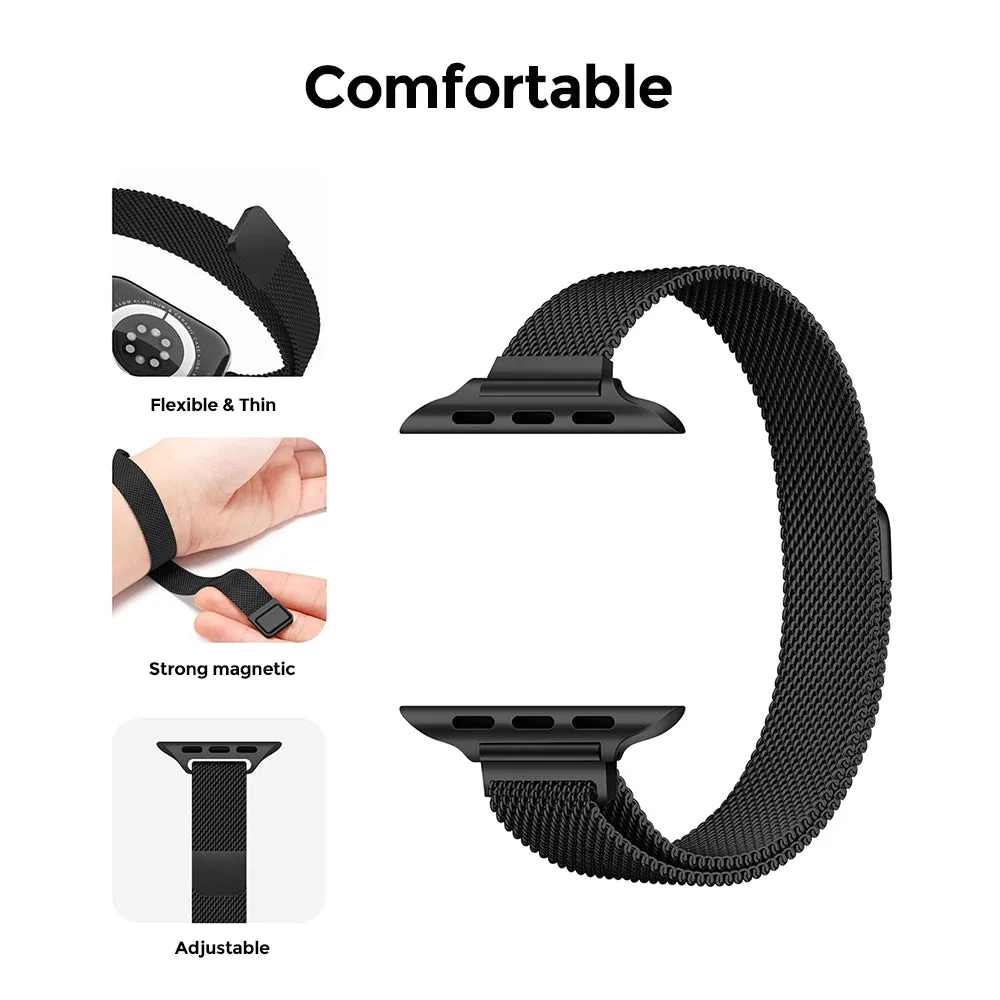 Apple Watch 41mm / 40mm / 38mm | Slim Milanese Loop Watch Band Strap | Black