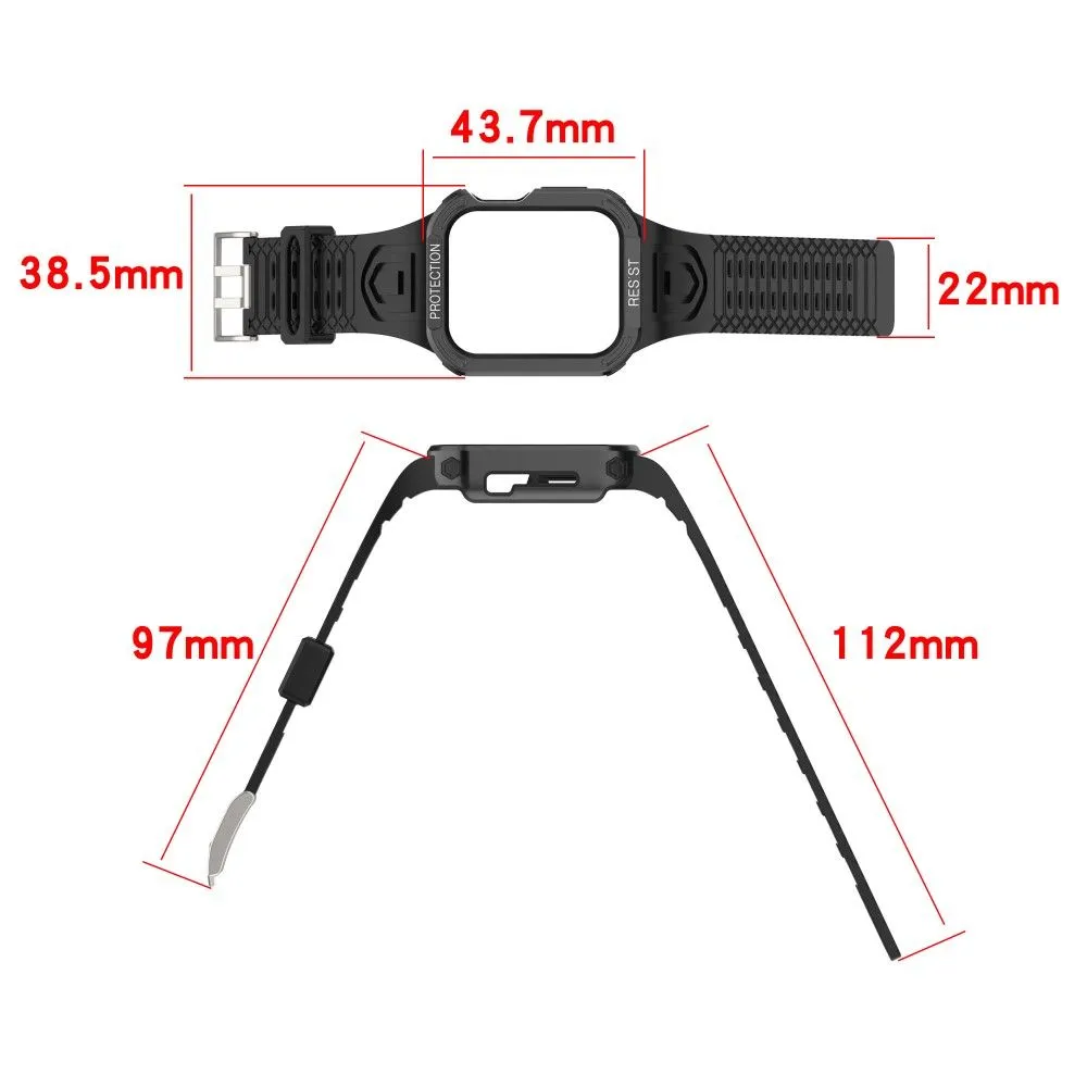 Apple Watch (41mm) color contrast watch strap    protective case - White / Red