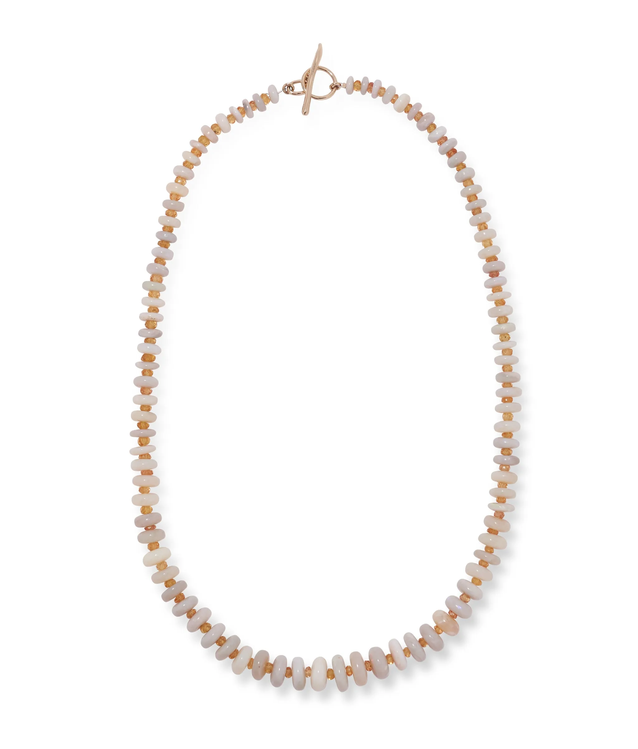 Australian Opal & 14k Gold Necklace in White with Yellow Sapphire
