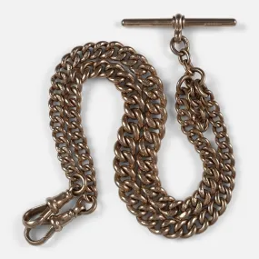 Edwardian 9ct Yellow Gold Double Albert Watch Chain - 50.8g