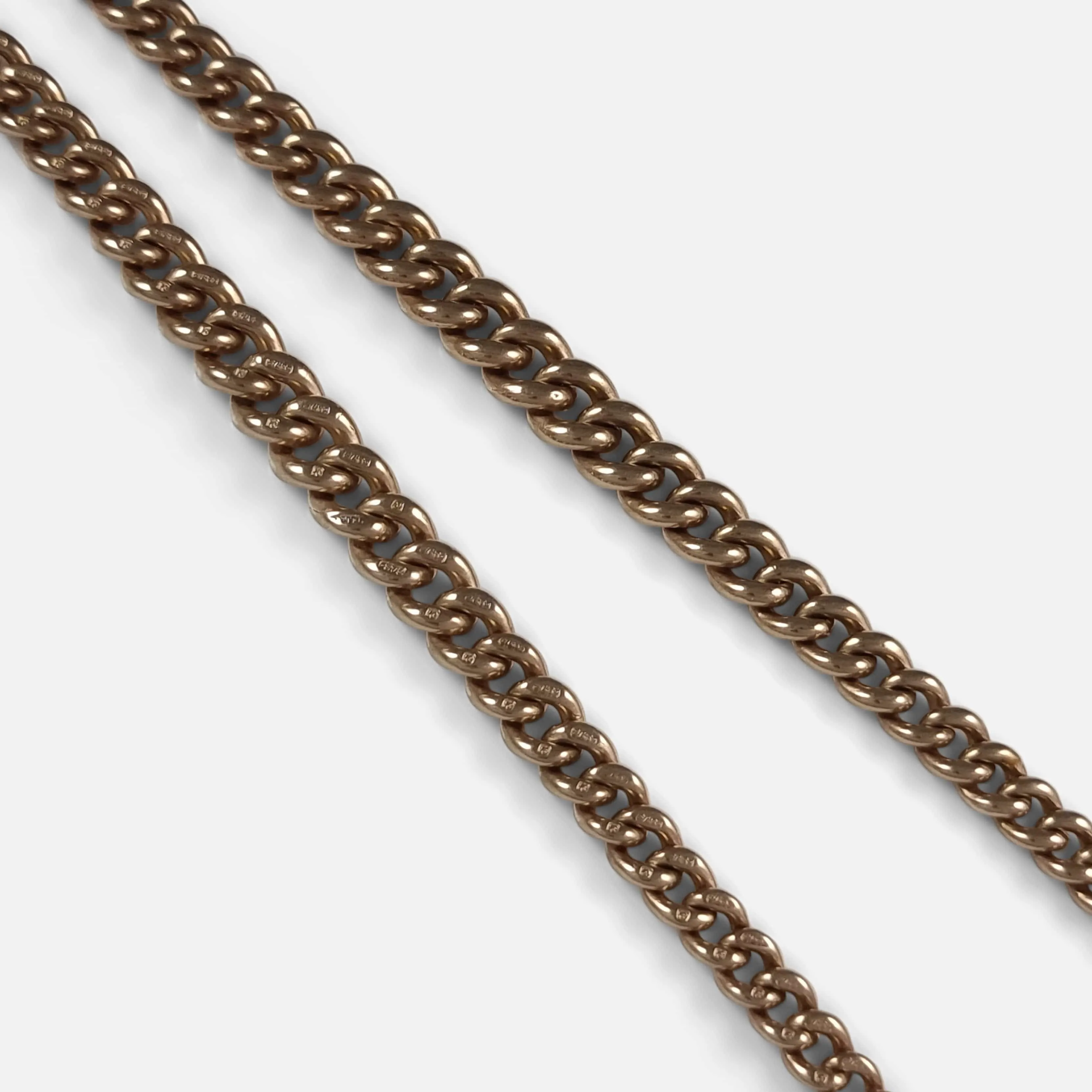 Edwardian 9ct Yellow Gold Double Albert Watch Chain - 50.8g