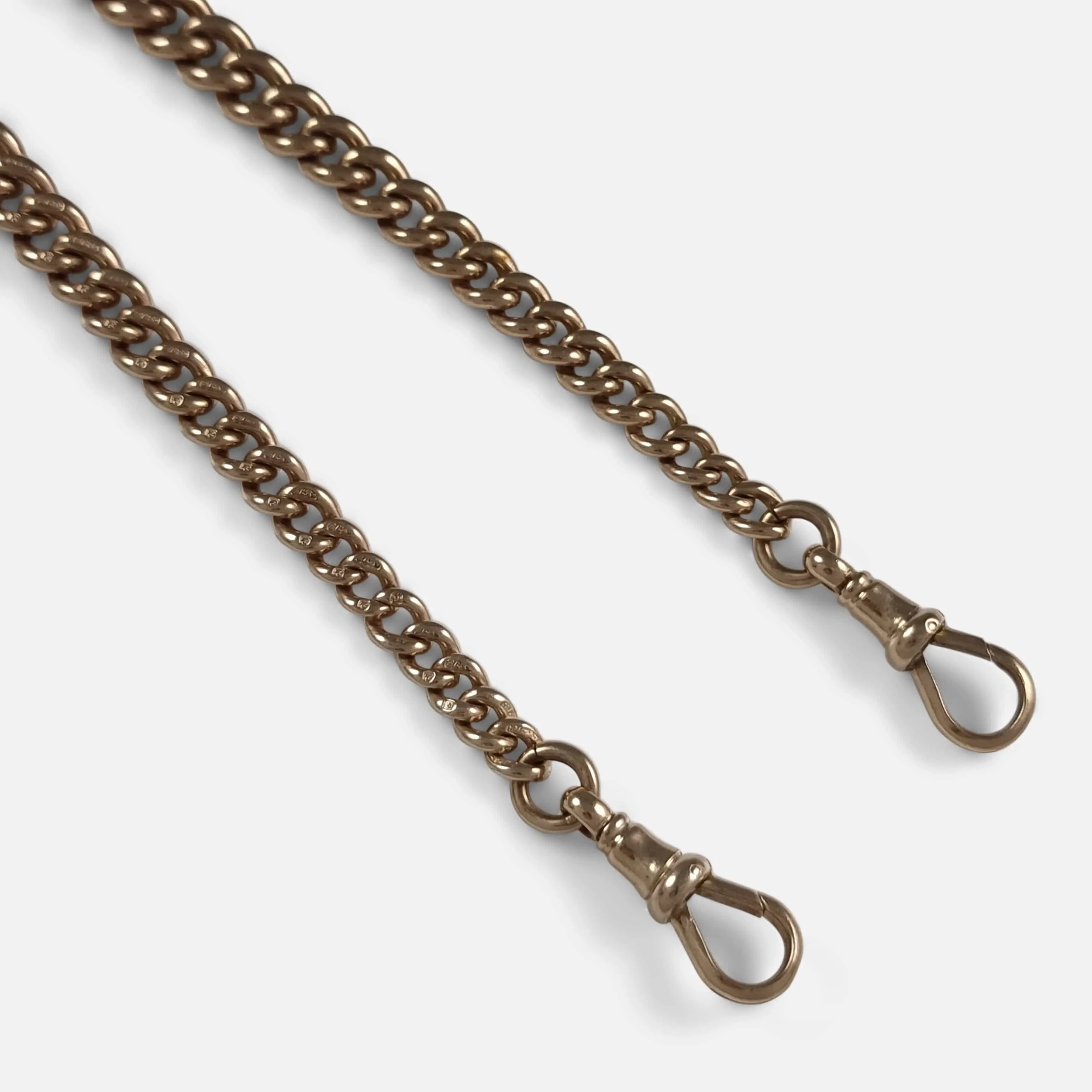 Edwardian 9ct Yellow Gold Double Albert Watch Chain - 50.8g