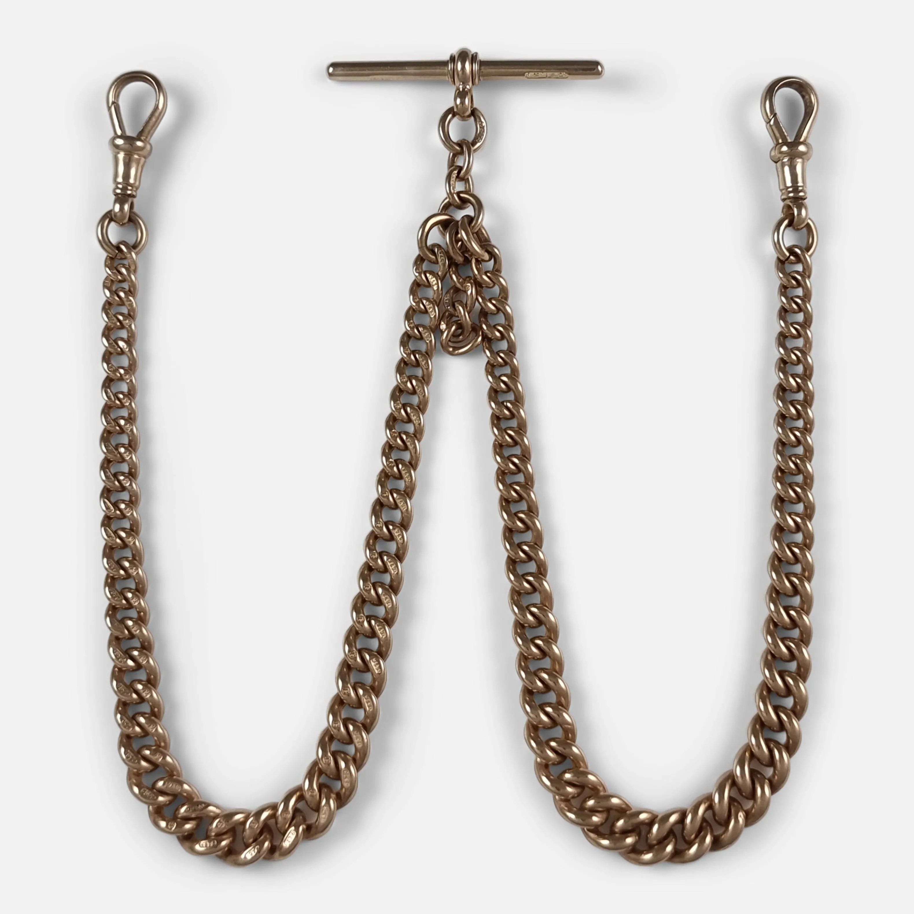 Edwardian 9ct Yellow Gold Double Albert Watch Chain - 50.8g