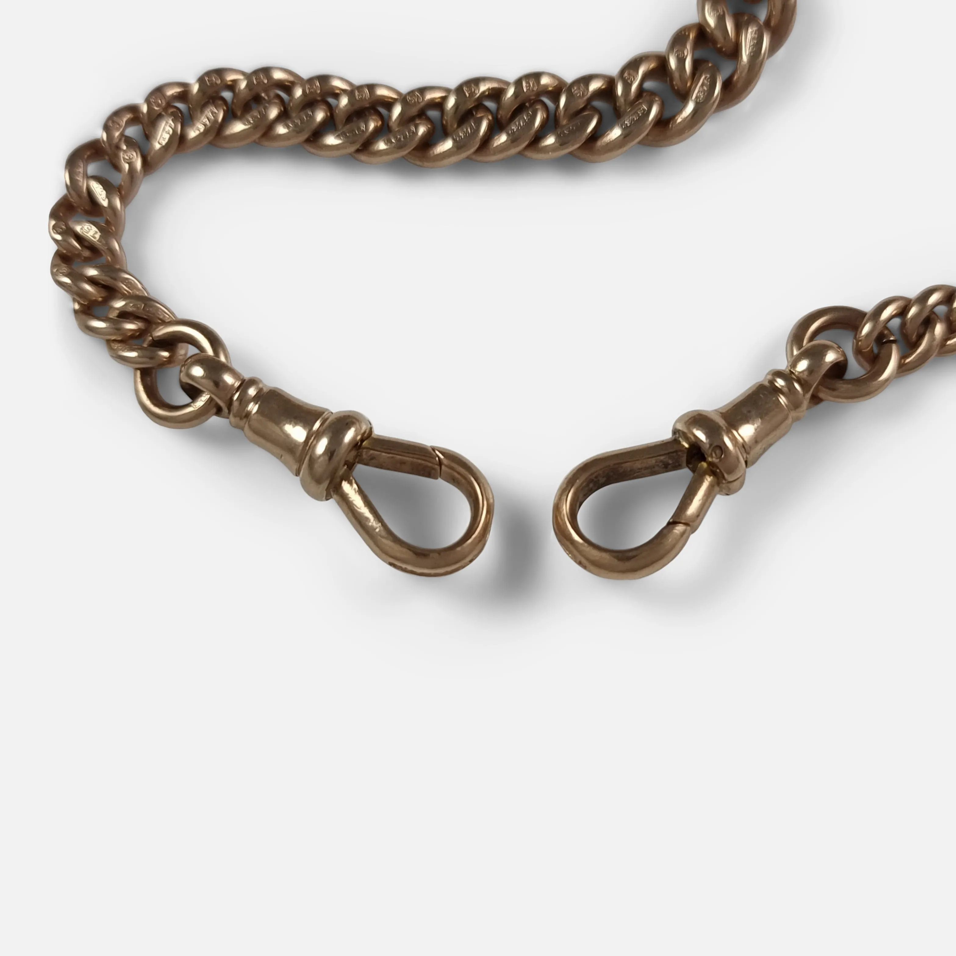Edwardian 9ct Yellow Gold Double Albert Watch Chain - 50.8g