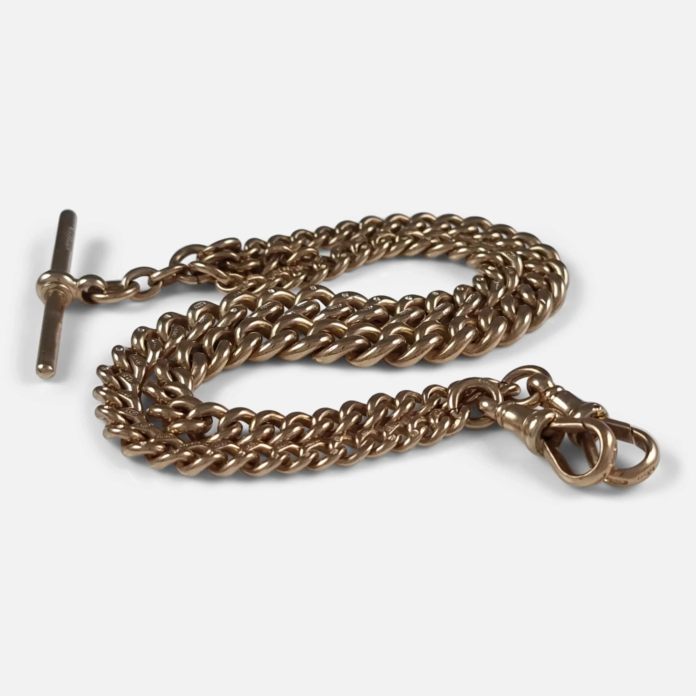 Edwardian 9ct Yellow Gold Double Albert Watch Chain - 50.8g