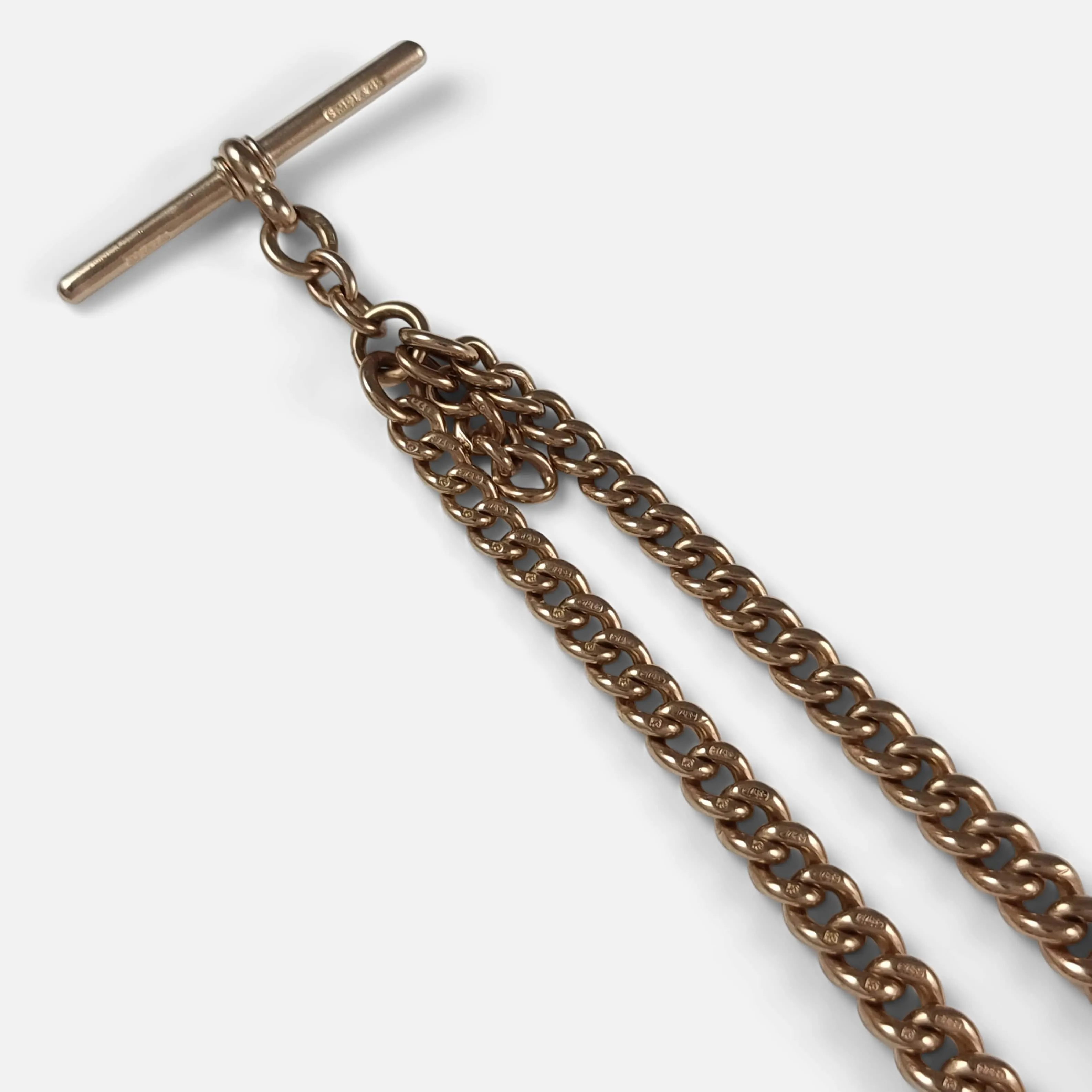 Edwardian 9ct Yellow Gold Double Albert Watch Chain - 50.8g