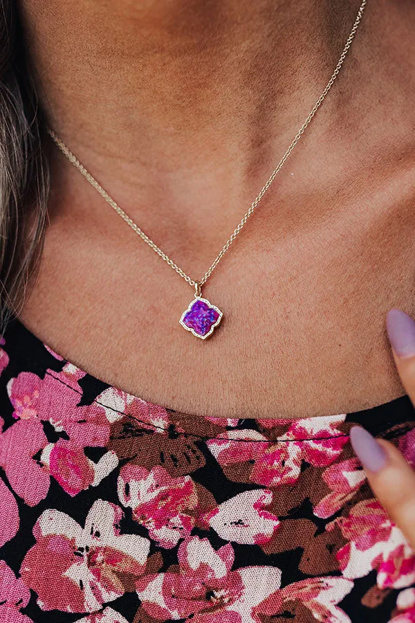 Kendra Scott Mallory Gold Pendant Necklace in Plum Kyocera Opal