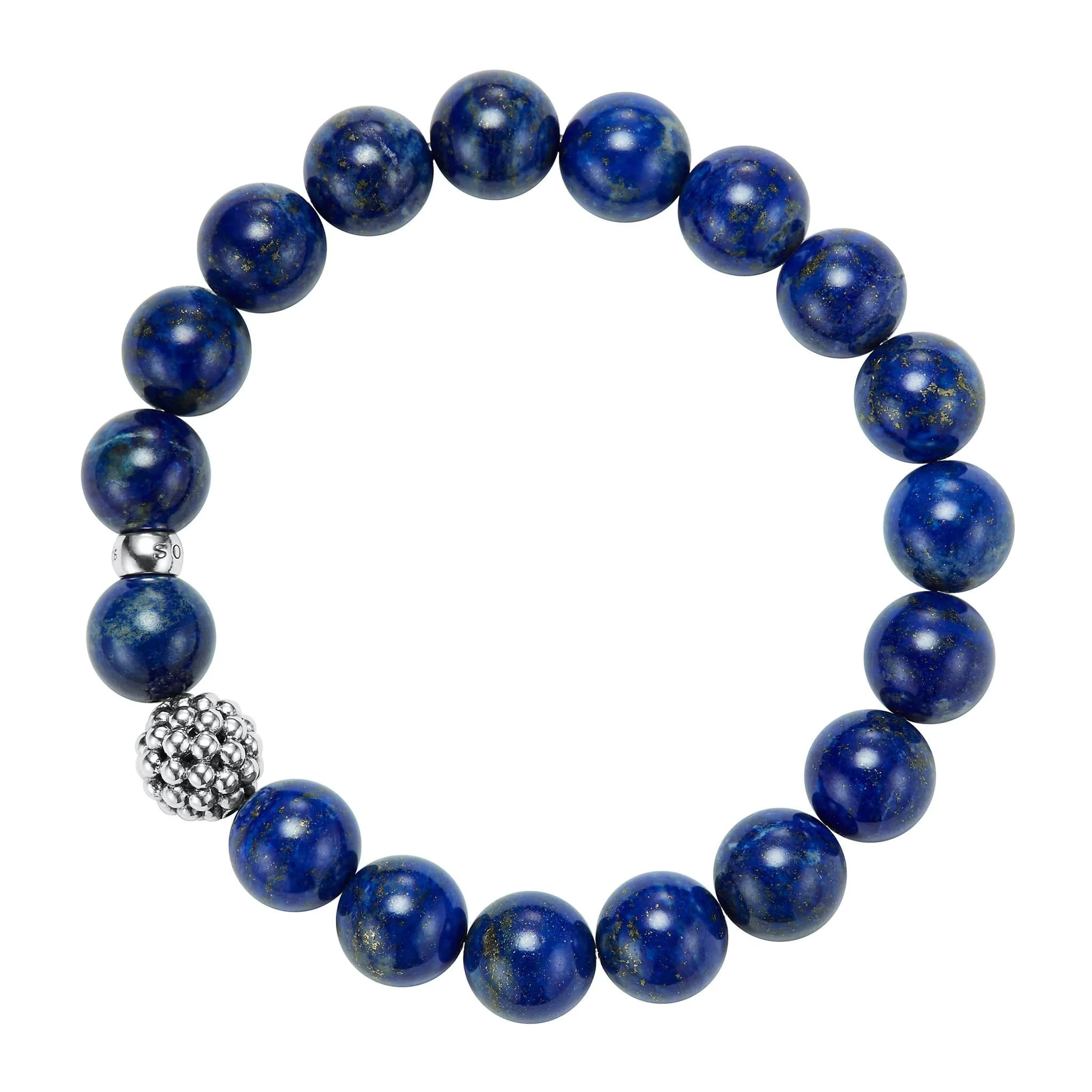 Maya Lapis Silver Station Bead Bracelet