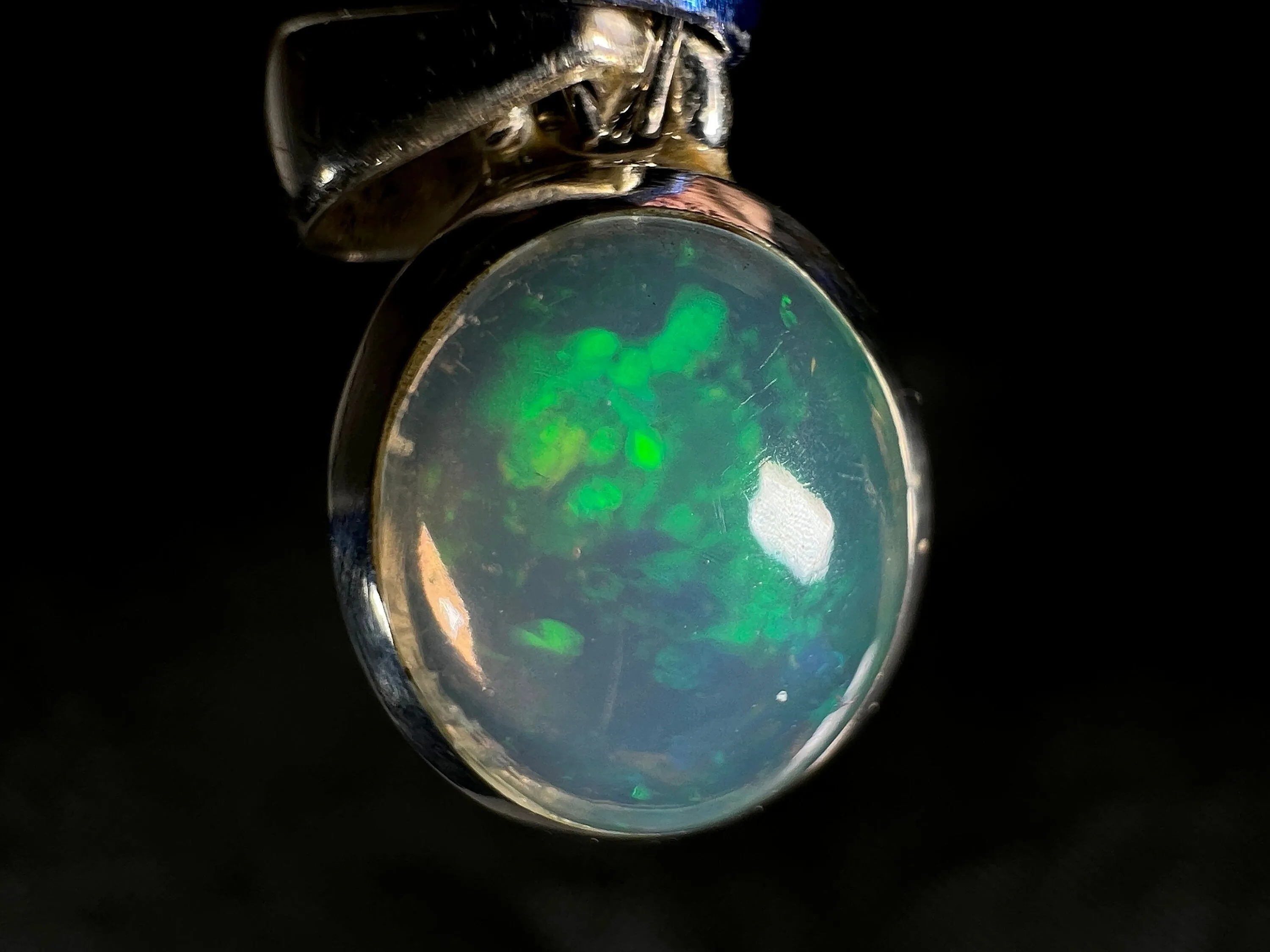 OPAL Pendant - Sterling Silver, 9x11mm Oval Cabochon - Birthstone Jewelry, Opal Cabochon Necklace, Welo Opal, 50947