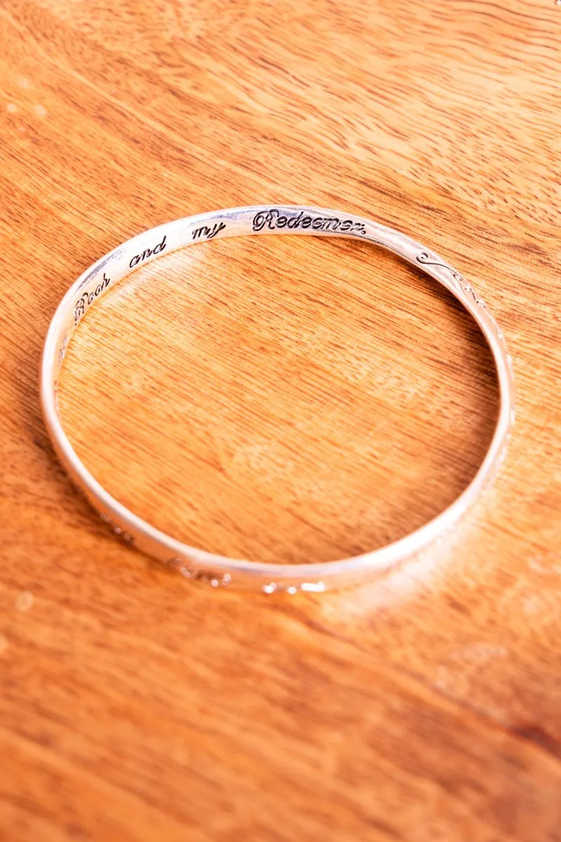 SALE! Silvertone My Rock And My Redeemer Twist Bangle