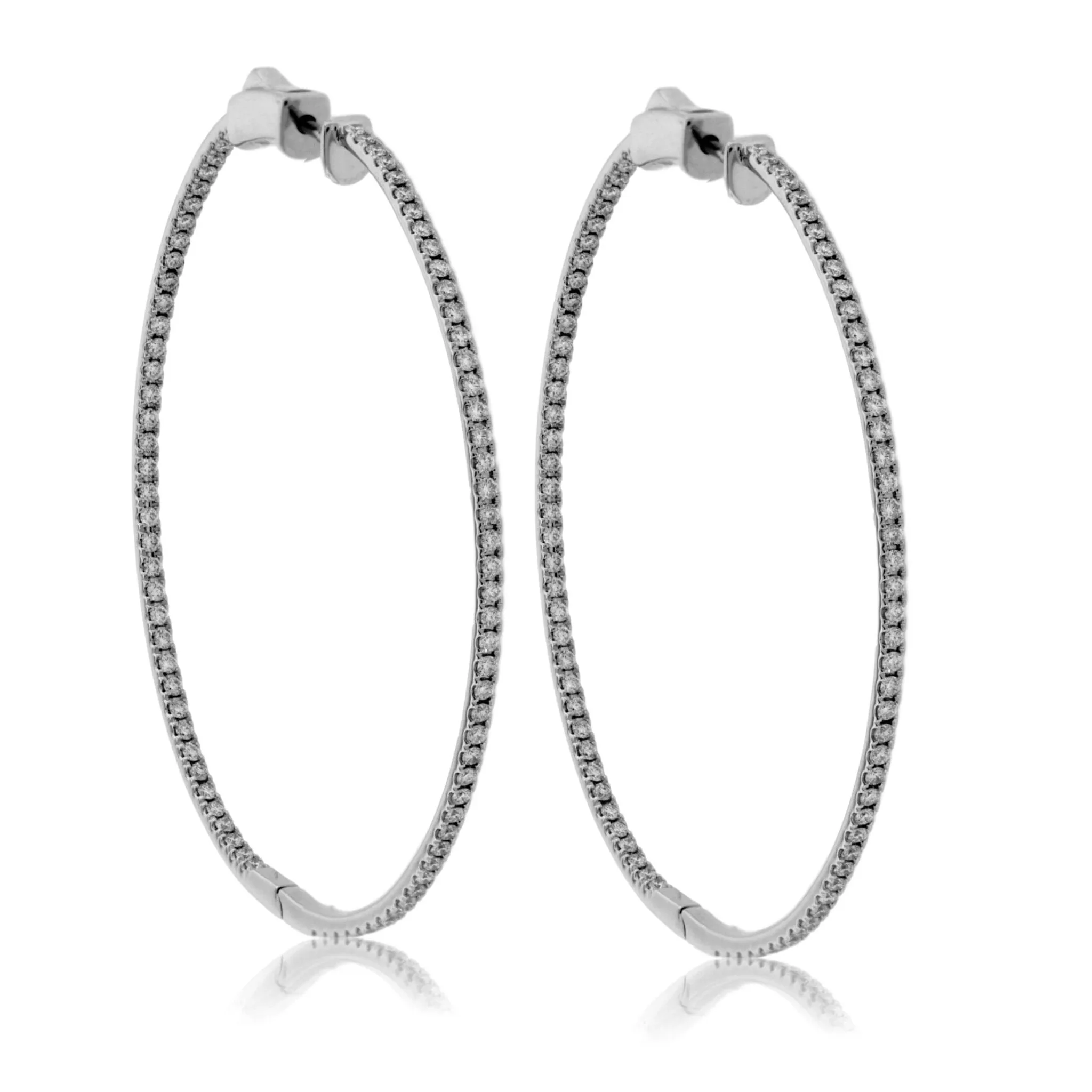 White Gold 2.0 Carat Inside Out Diamond Hoop Earrings