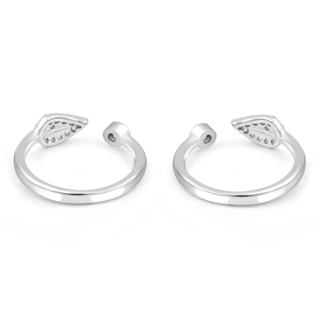 Zarkan The Leaf Life Silver Toe Rings